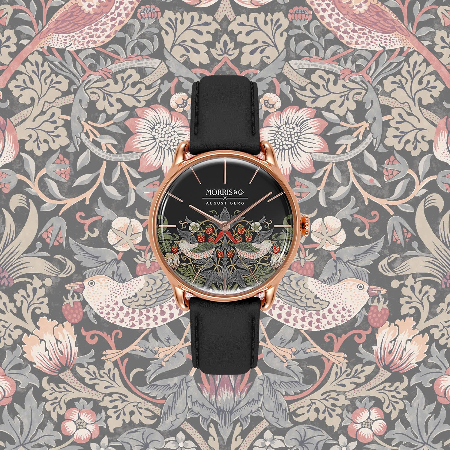 Simply Strawberry Thief Cochineal Black - August Berg