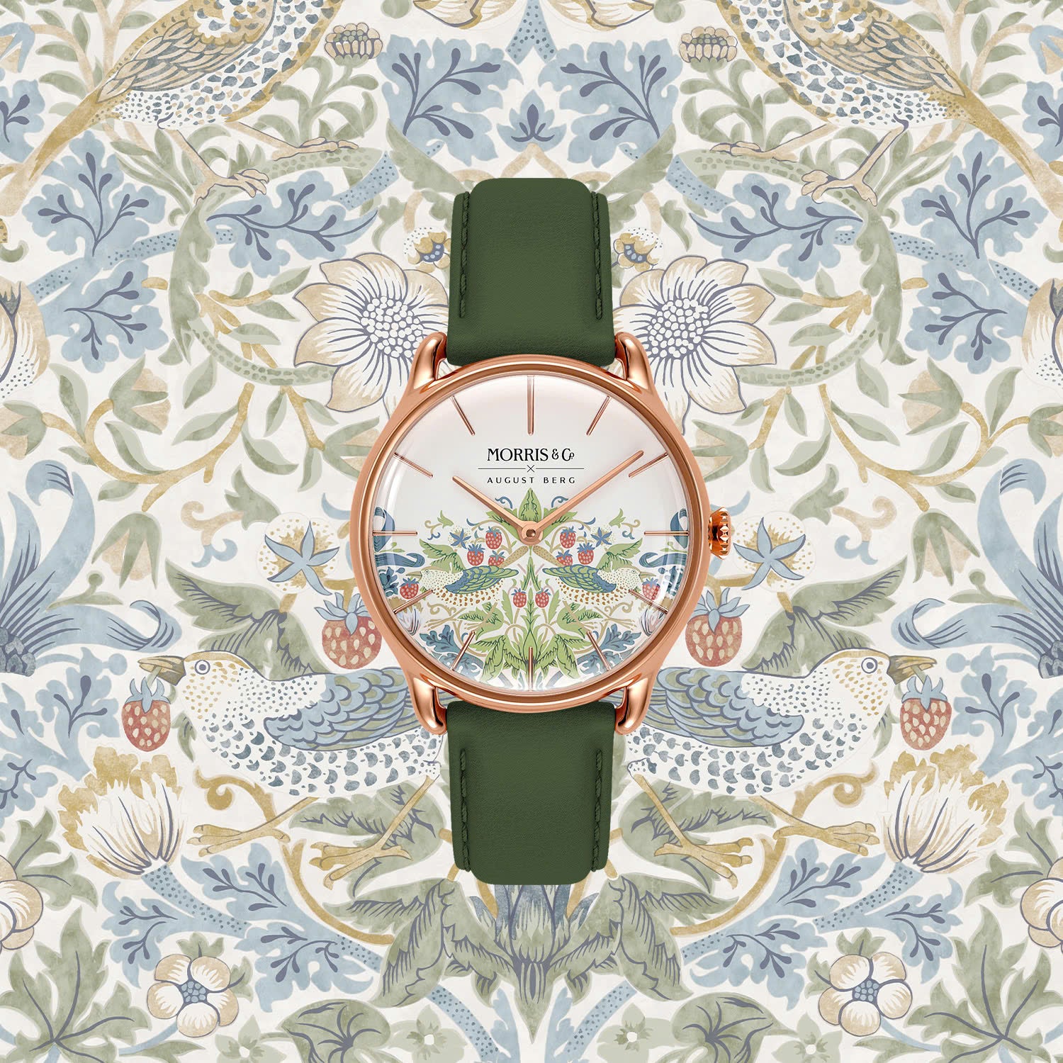 Simply Strawberry Thief Cochineal Green - August Berg