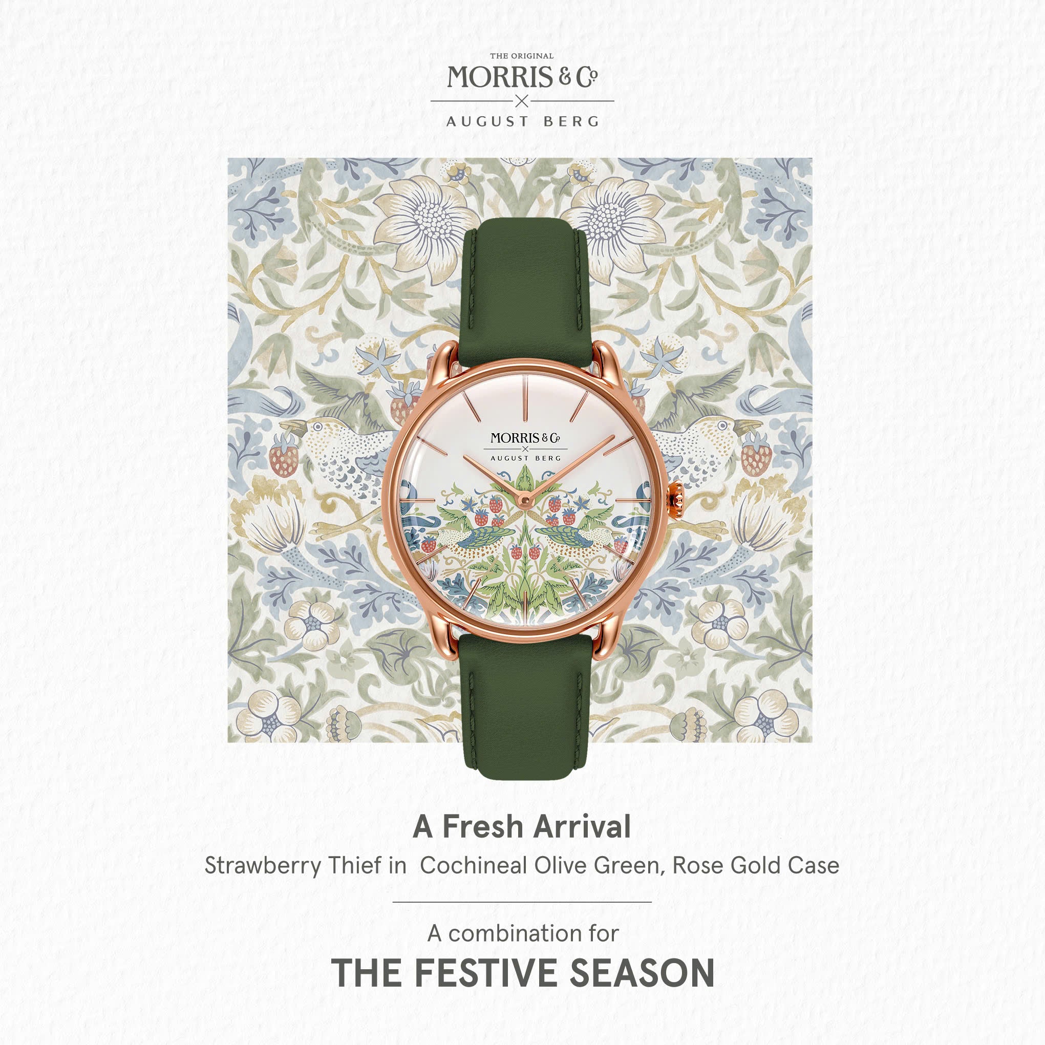 Simply Strawberry Thief Cochineal Olive Green