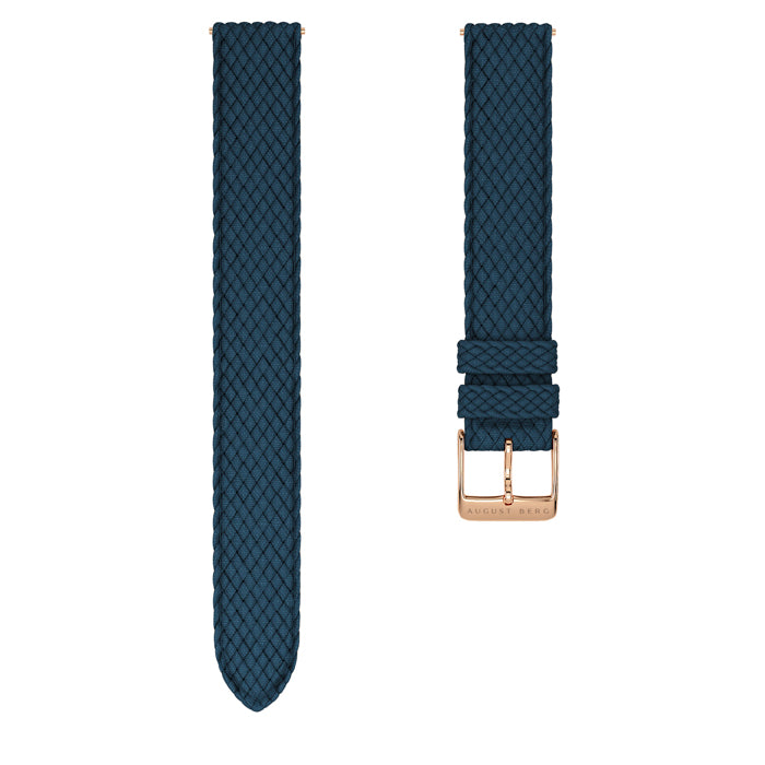 Indigo Perlon Rose Gold Buckle Strap - August Berg