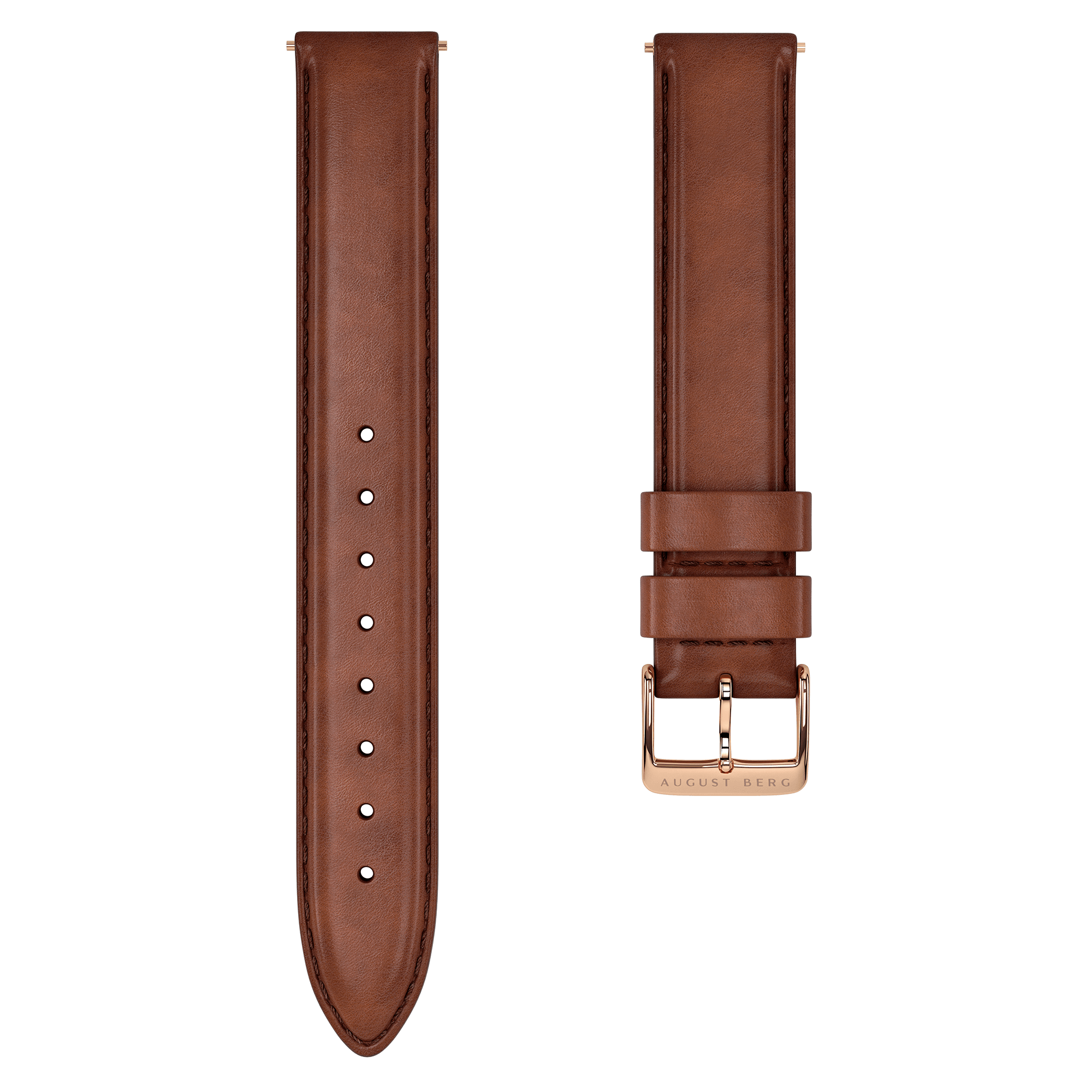 Dark Brown Leather Gold Buckle Strap - August Berg