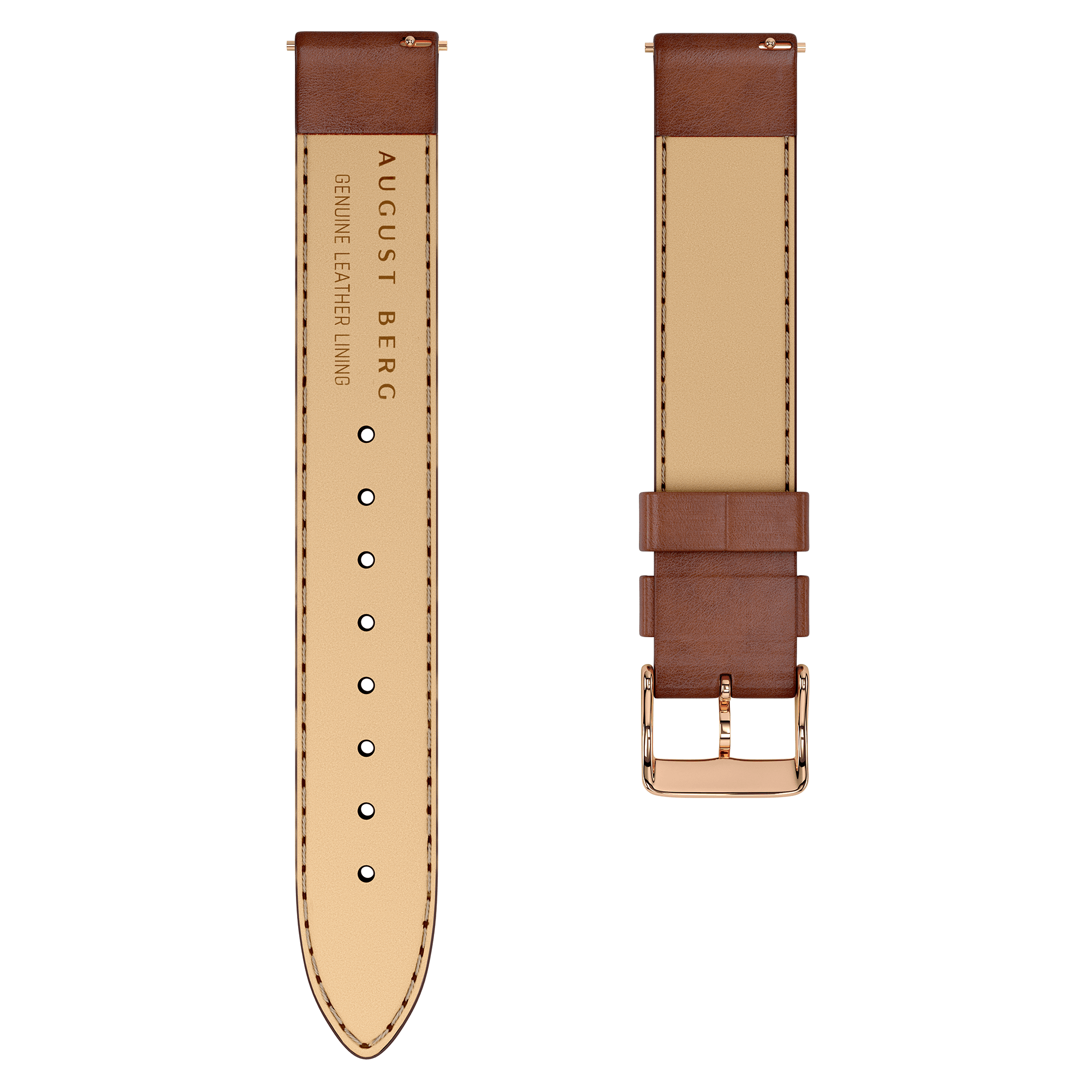 Dark Brown Leather Gold Buckle Strap - August Berg