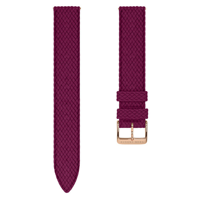 Burgundy Perlon Rose Gold Buckle Strap - August Berg