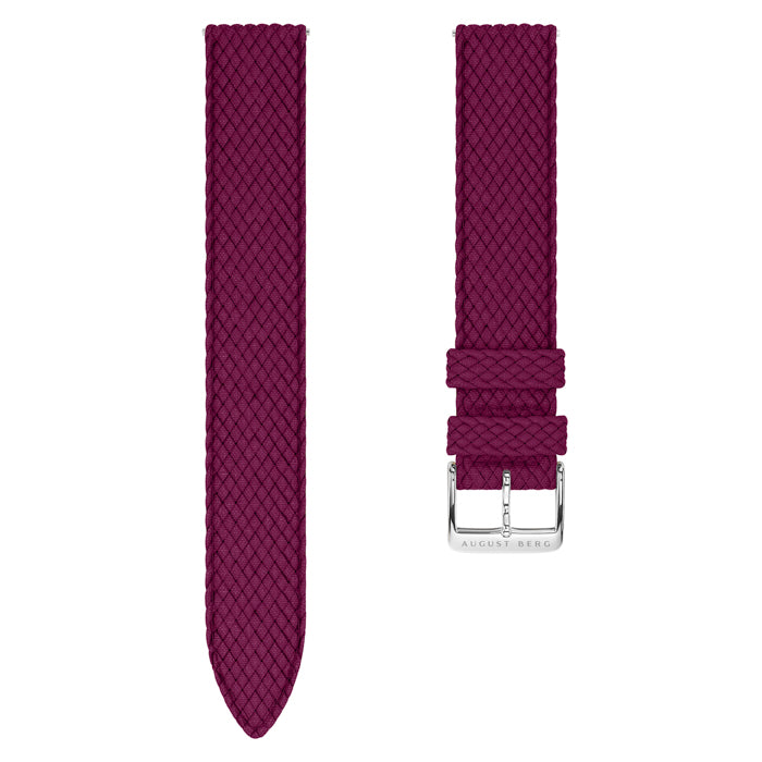 Burgundy Perlon Silver Buckle Strap - August Berg