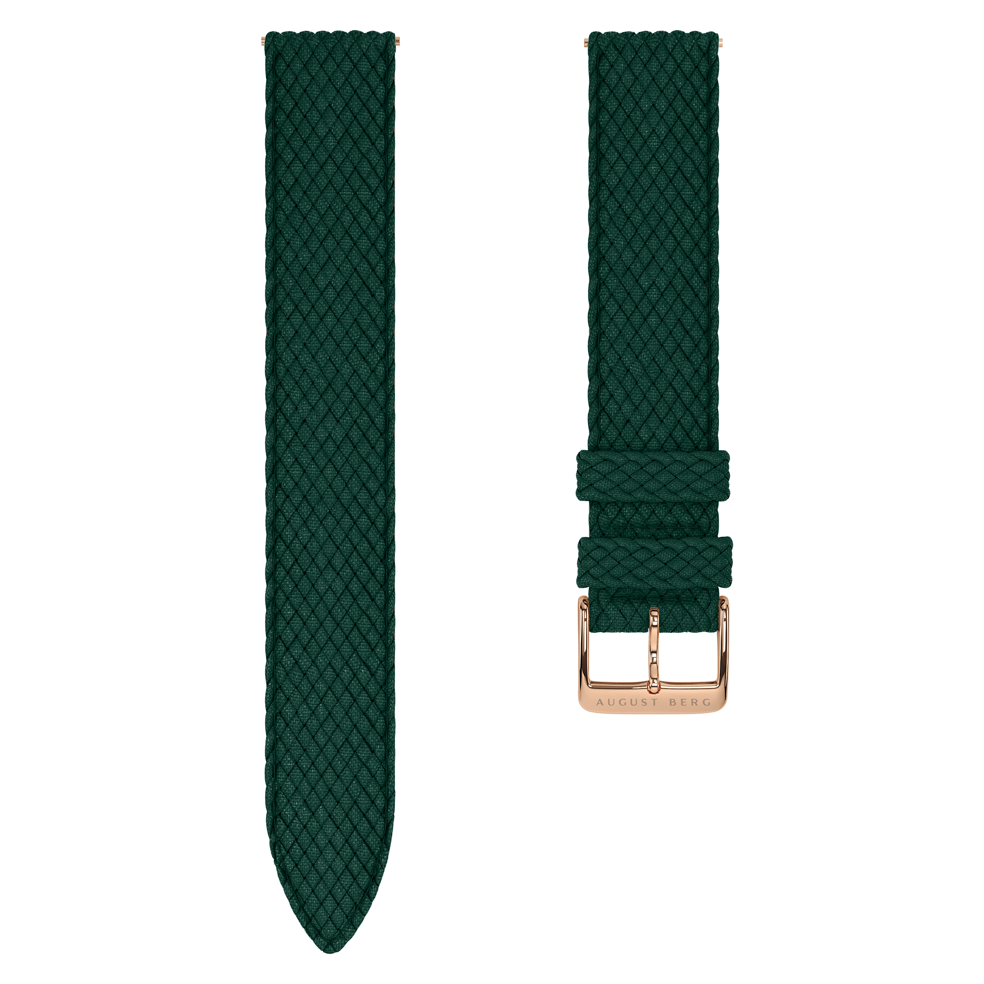 Green Perlon Rose Gold Buckle Strap - August Berg