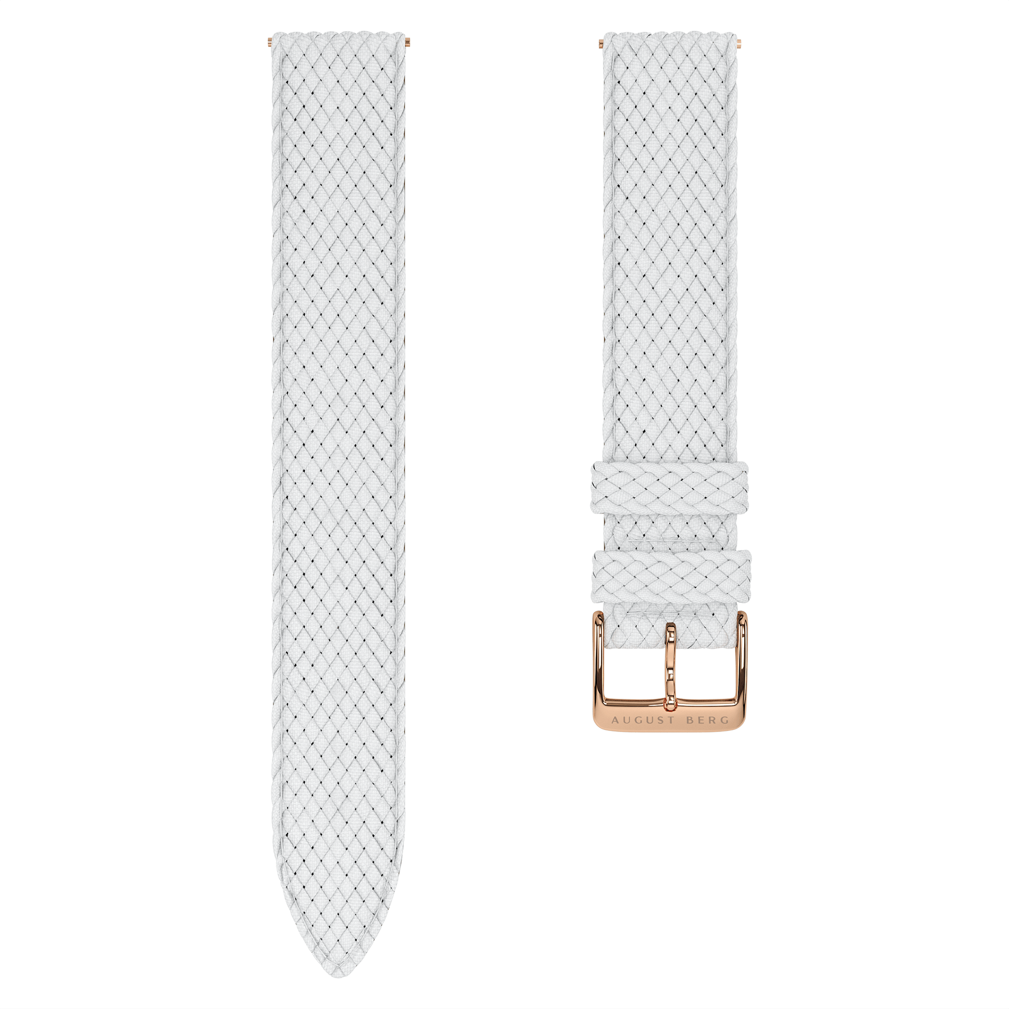 White Perlon Rose Gold Buckle Strap - August Berg