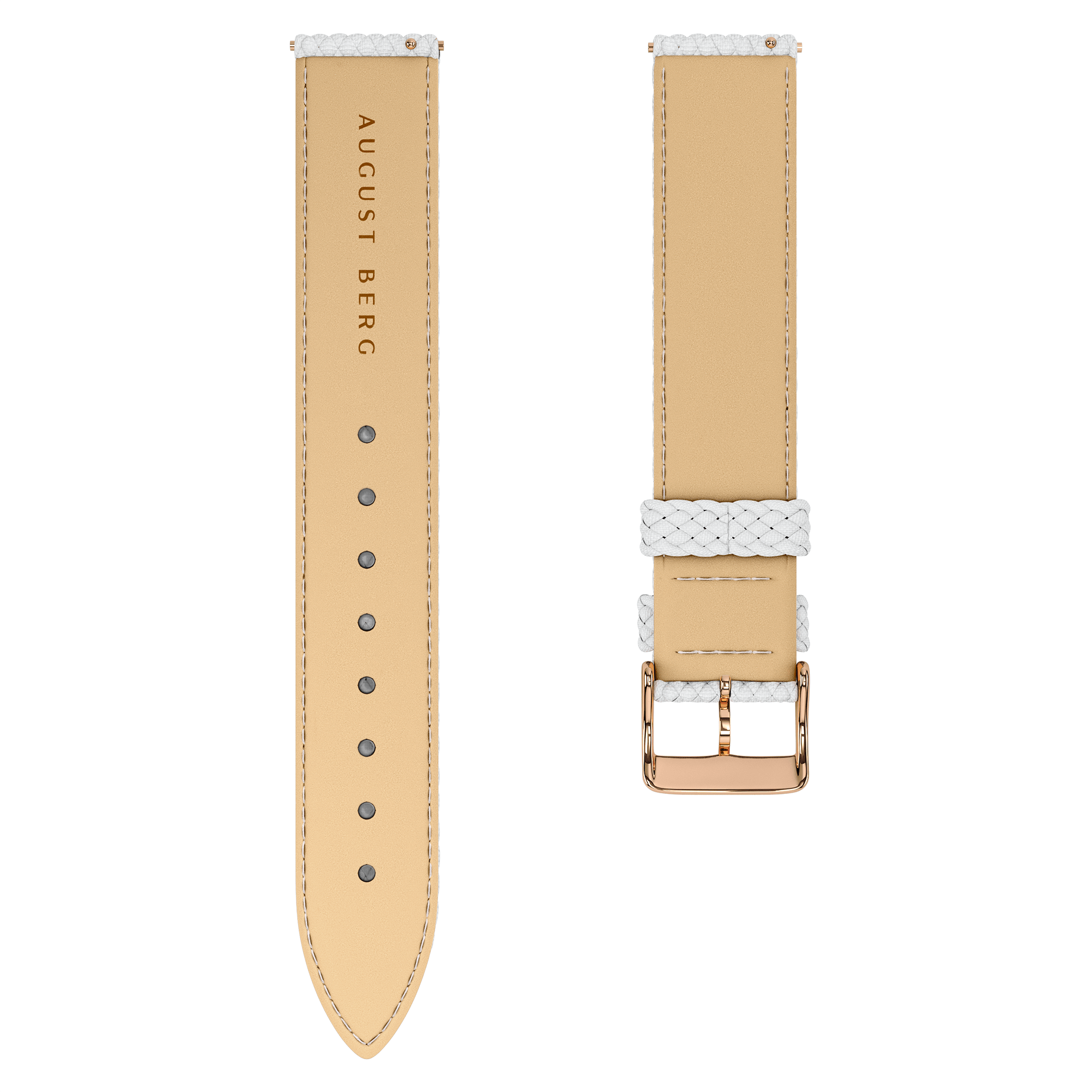 White Perlon Rose Gold Buckle Strap - August Berg