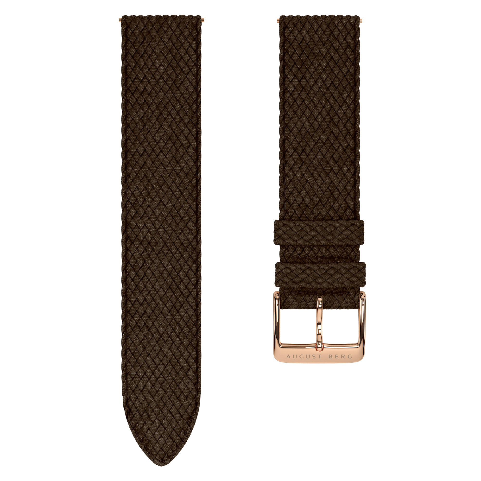 Dark Brown Perlon Rose Gold Buckle Strap - August Berg