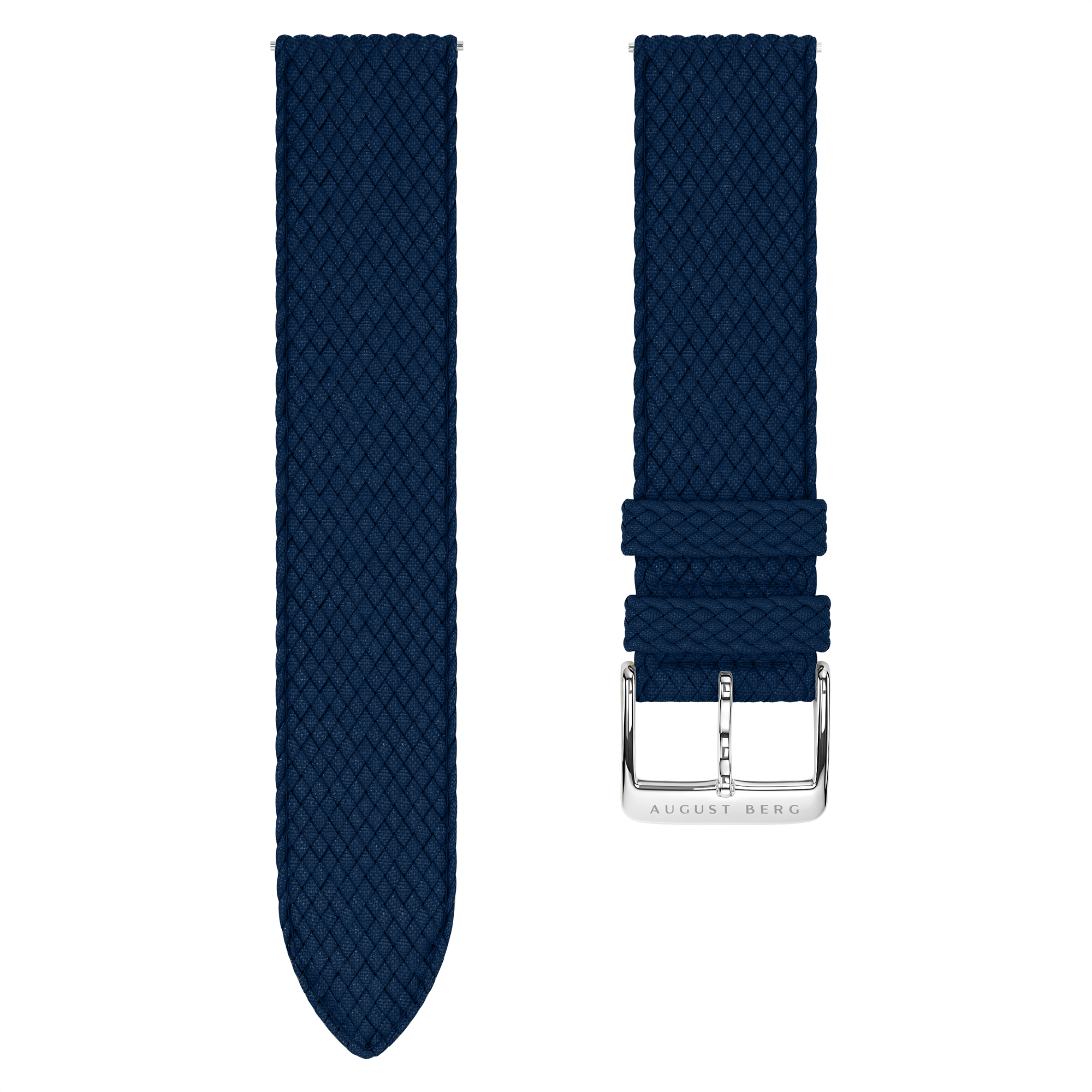 Deep Blue Perlon Silver Buckle Strap - August Berg