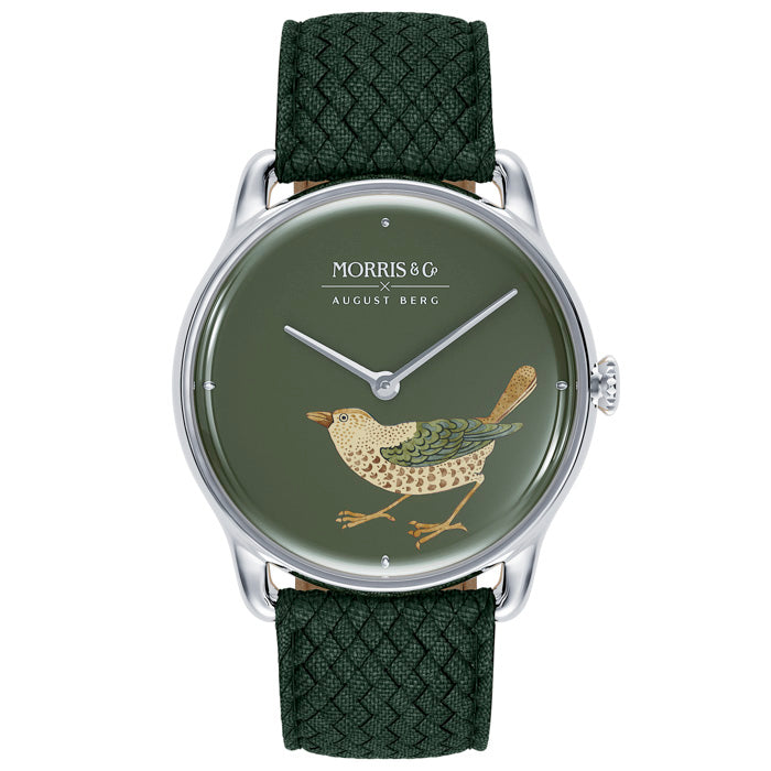 Crimson Silver Strawberry Thief Bird Green Perlon - August Berg