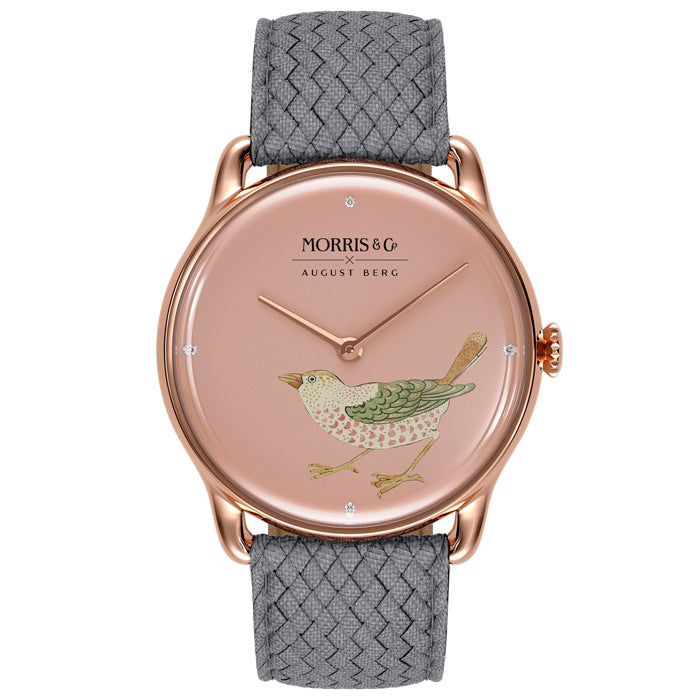 Primrose Rose Gold Strawberry Thief Bird Grey Perlon - August Berg