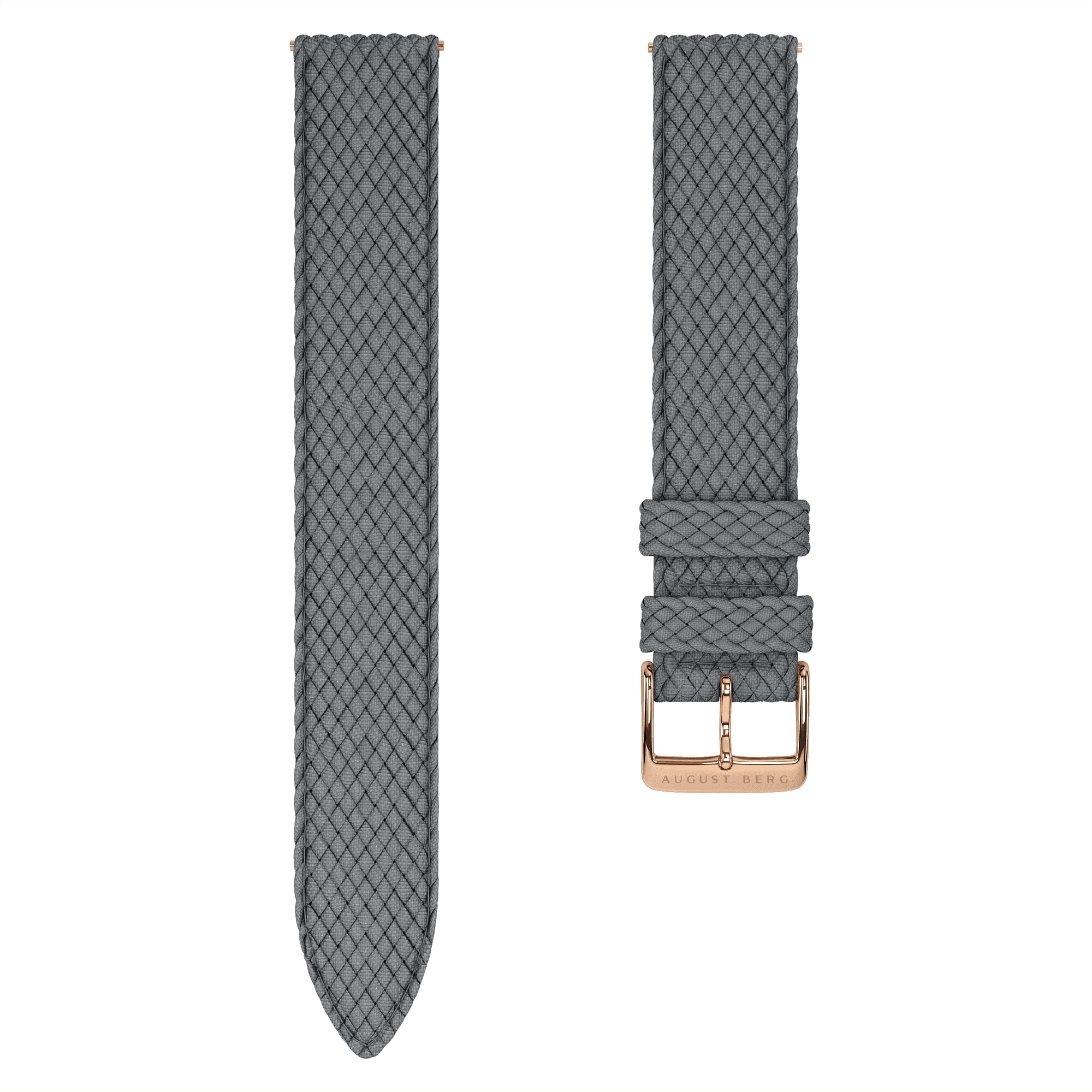 Grey Perlon Rose Gold Buckle Strap