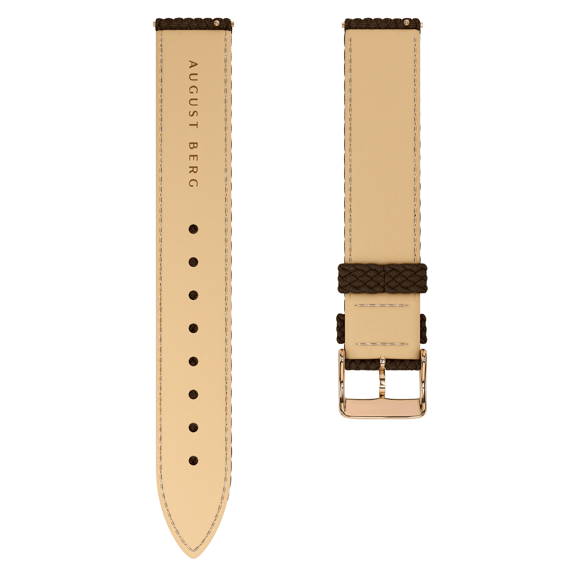 Dark Brown Perlon Rose Gold Buckle Strap alternate view