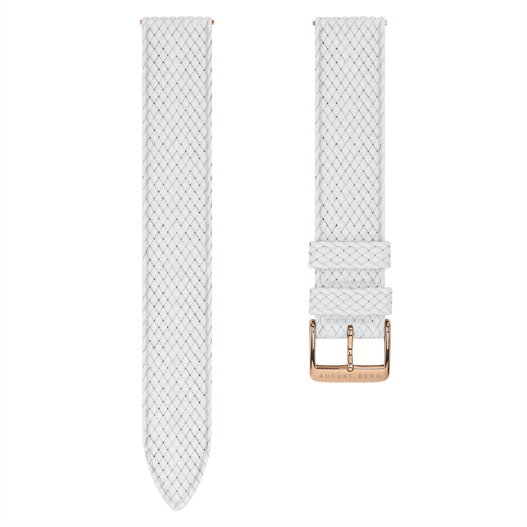 White Perlon Rose Gold Buckle Strap