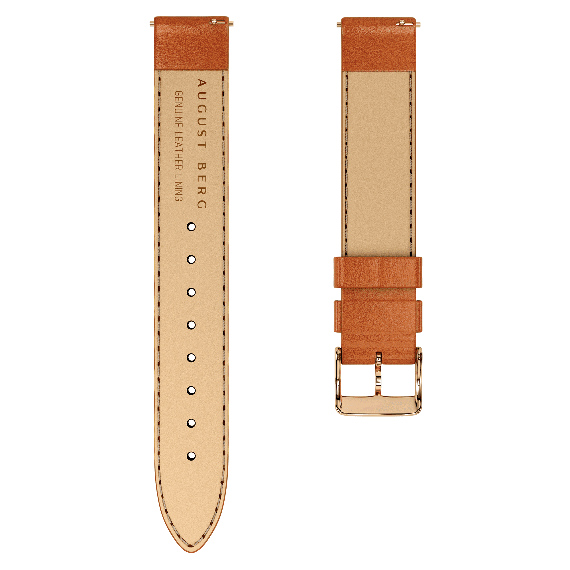 Light Brown Leather Rose Gold Buckle Strap alternate view