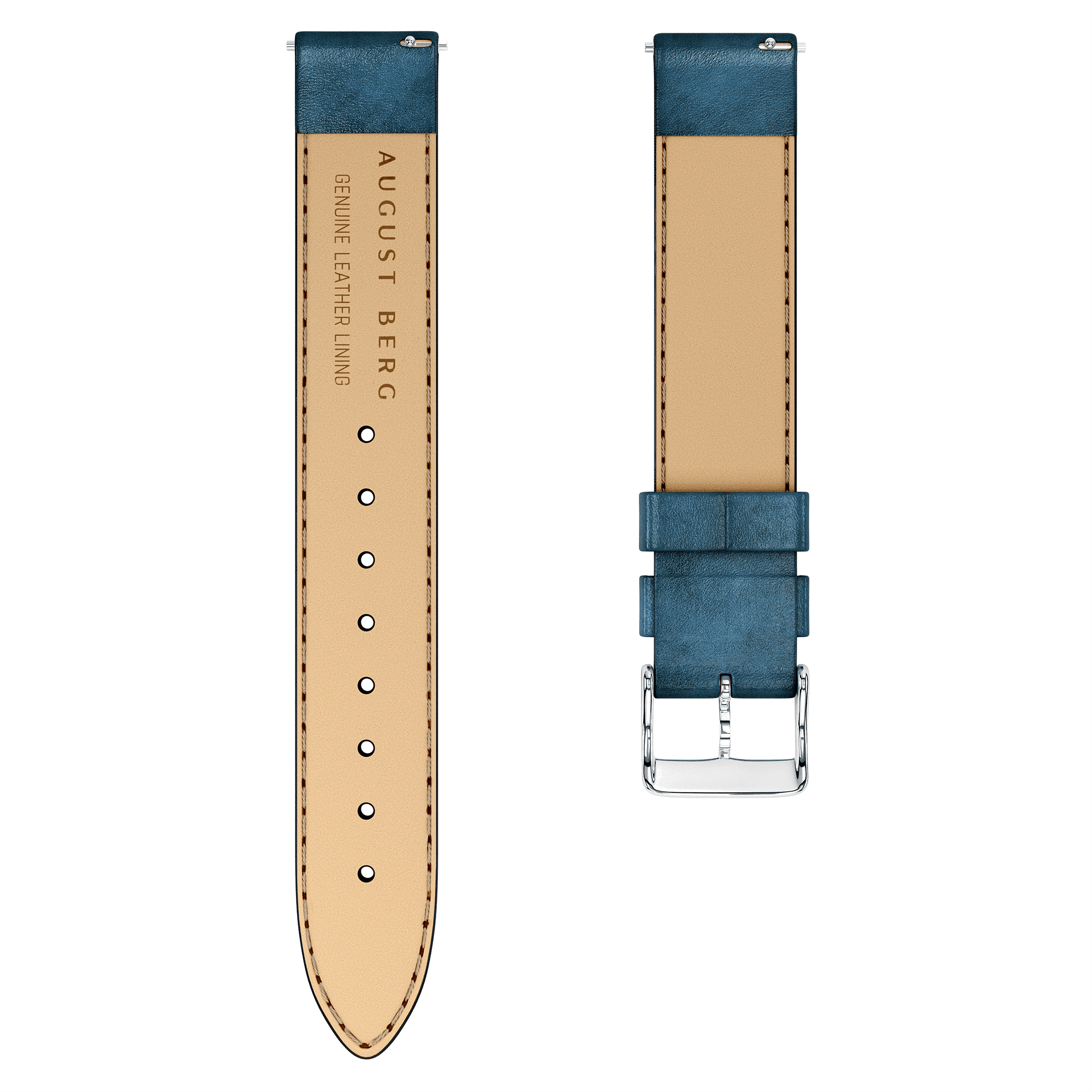 Dark Blue Leather Silver Buckle Strap alternate view