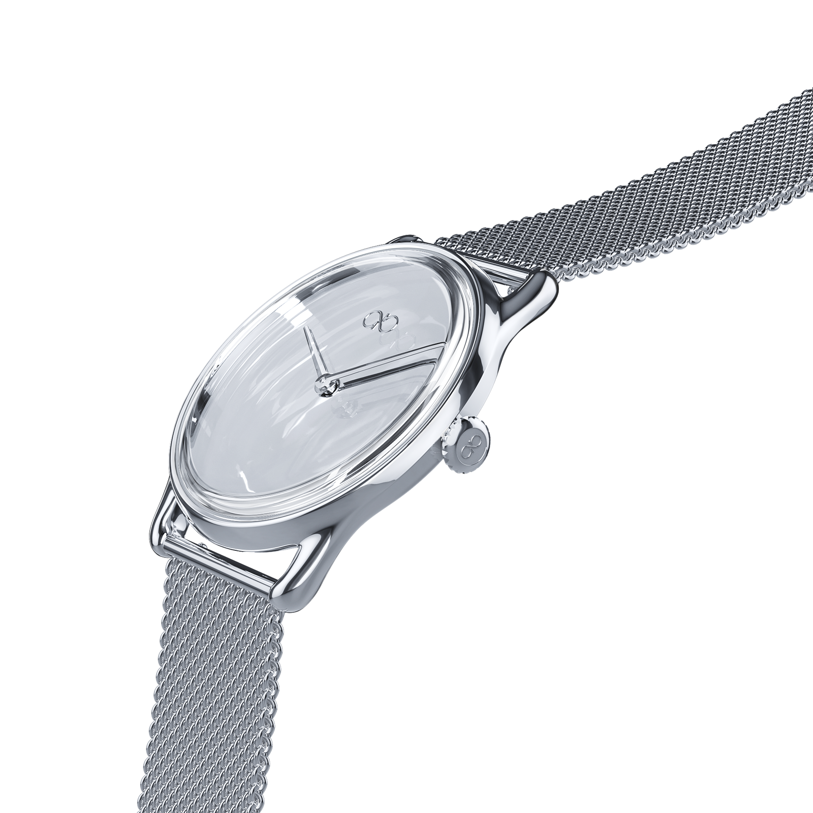 Silver Watch With Silver Mesh Strap August Berg