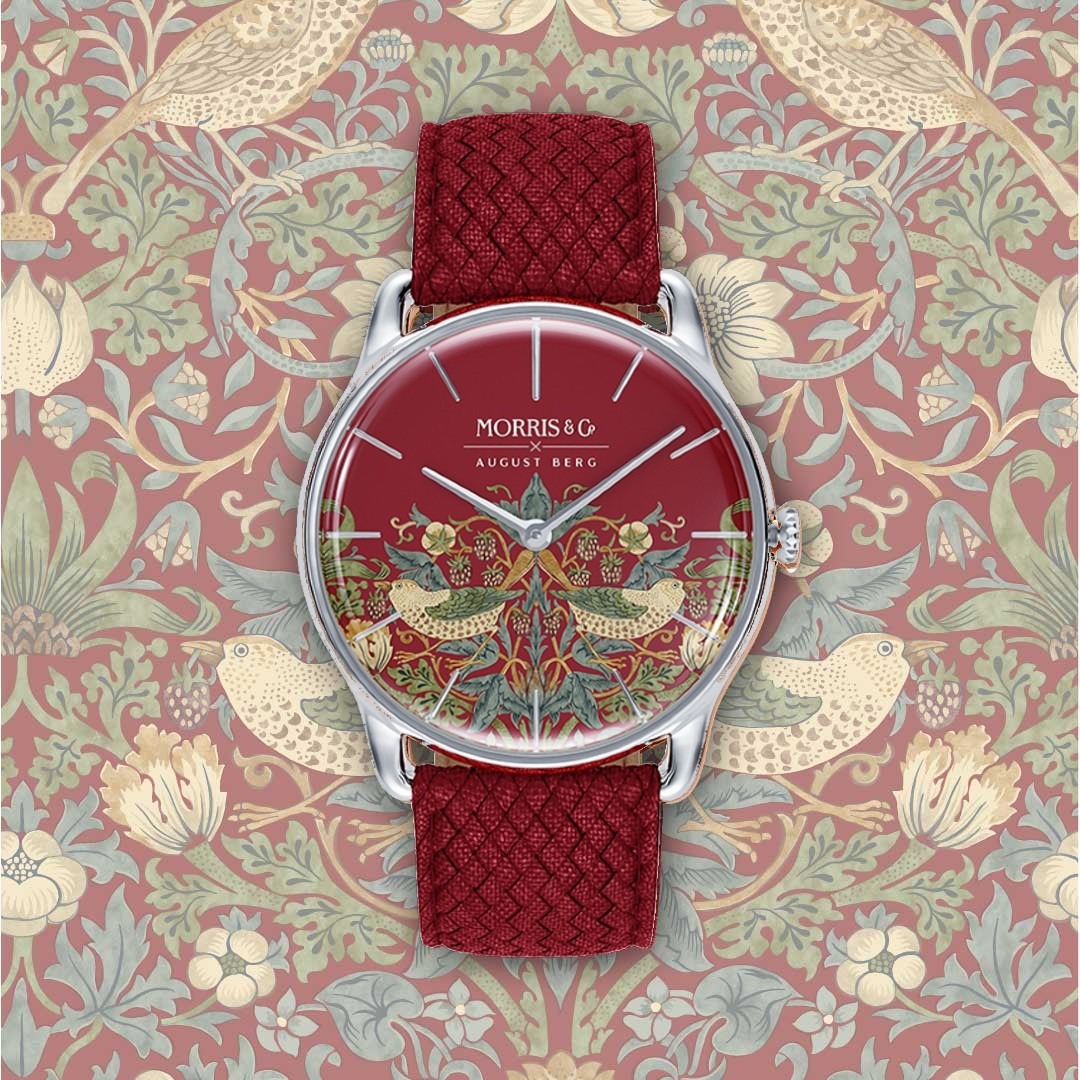 Morris & Co. Crimson Rose Gold Strawberry Thief Watch