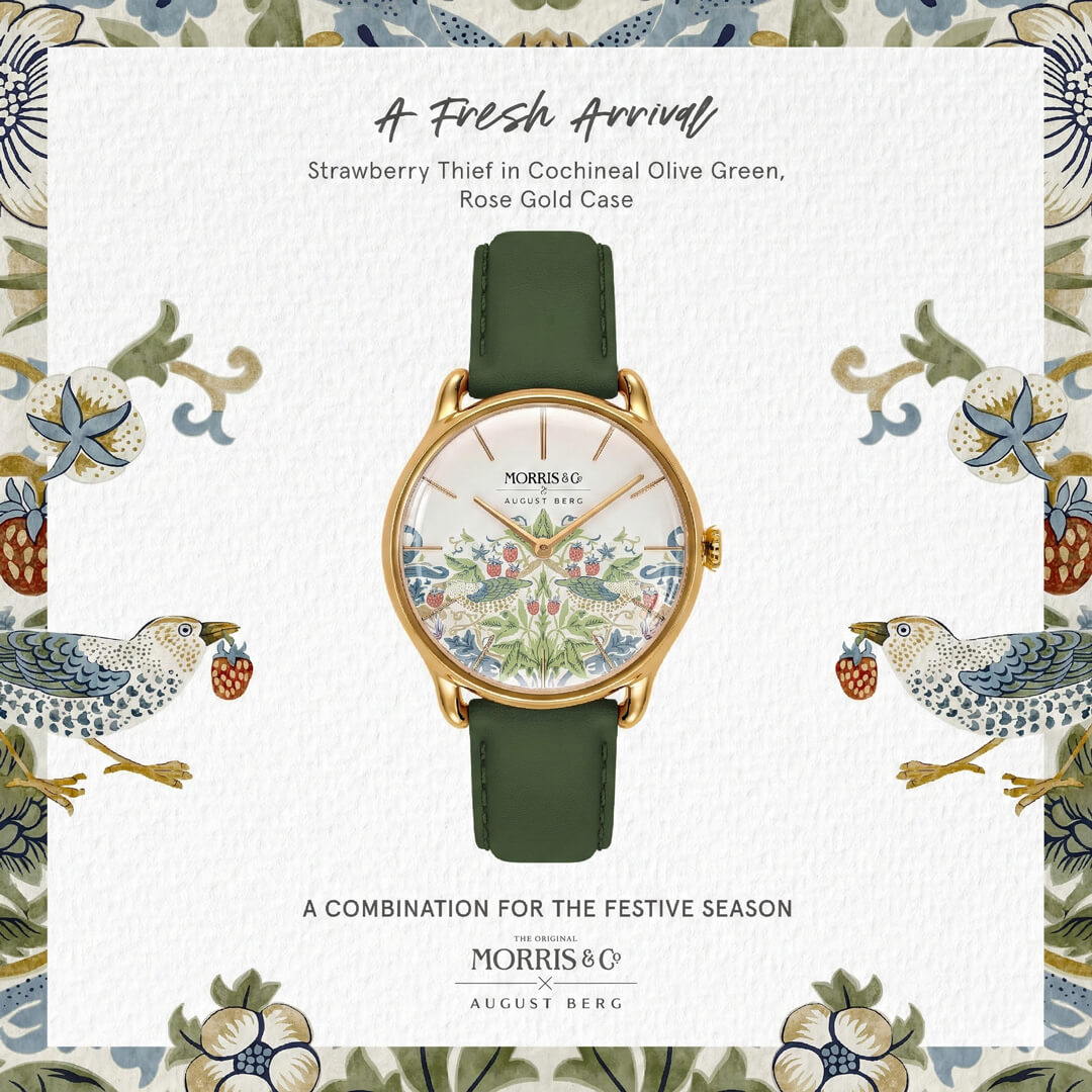 Simply Strawberry Thief Cochineal Olive Green | August Berg