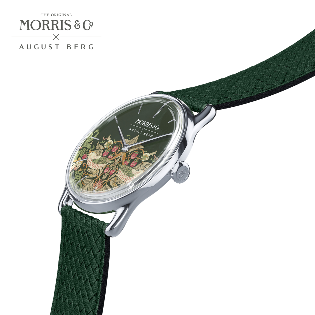 Morris & Co. Fennel Silver Strawberry Thief Watch – August Berg Morris & Co. Fennel Silver Strawberry Thief Watch – August Berg