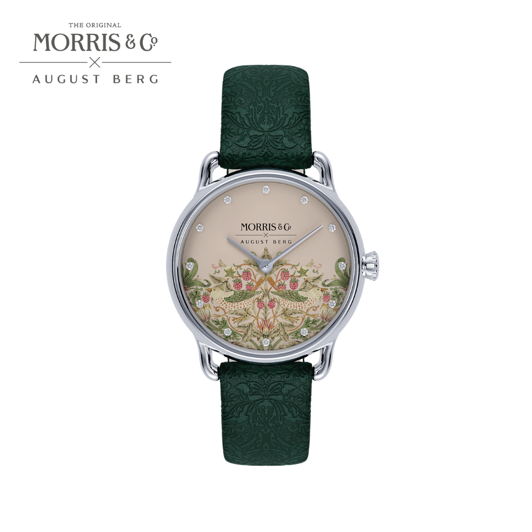 Petite Strawberry Thief Silver Fennel Perlon Strap Watch Petite Strawberry Thief Silver Fennel Perlon Strap Watch