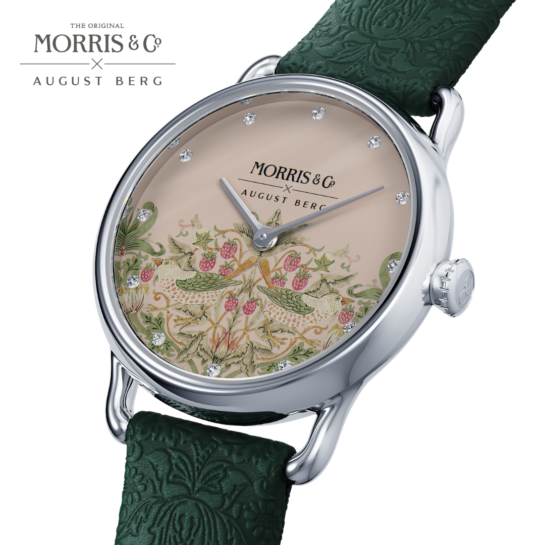 Petite Strawberry Thief Silver Fennel Perlon Strap Watch Petite Strawberry Thief Silver Fennel Perlon Strap Watch