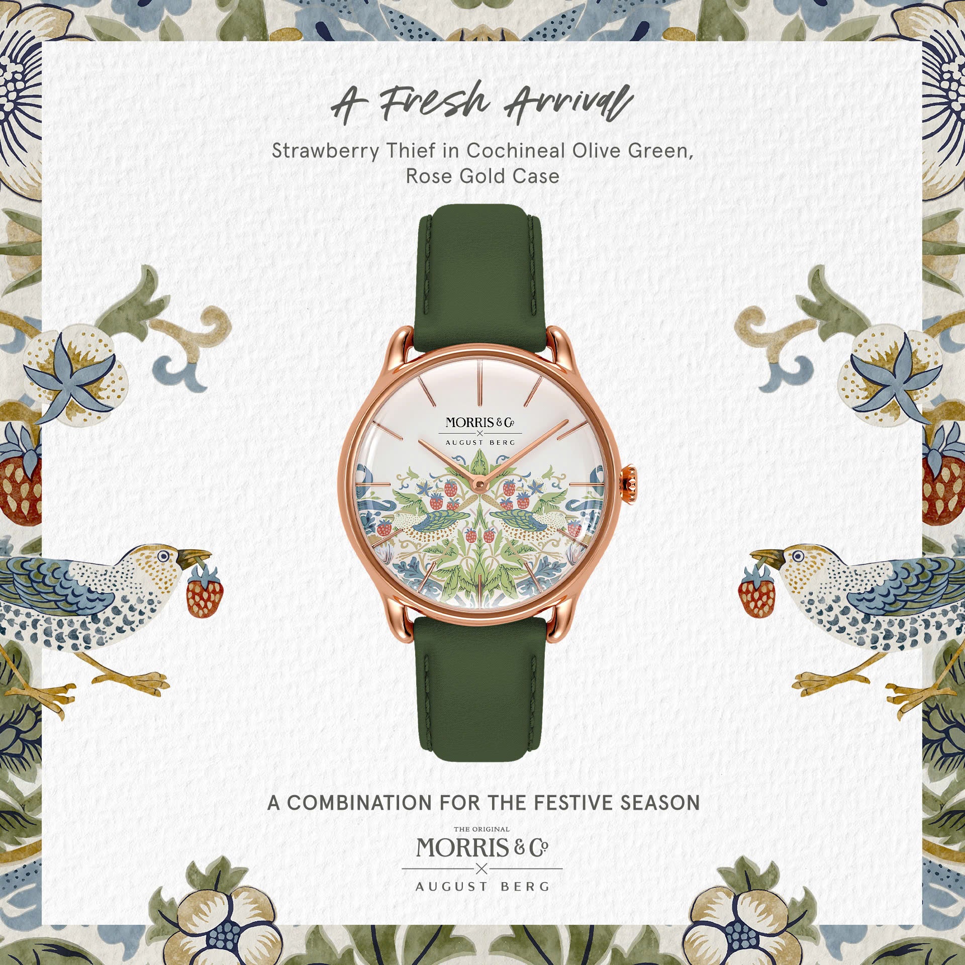 Simply Strawberry Thief Cochineal Olive Green