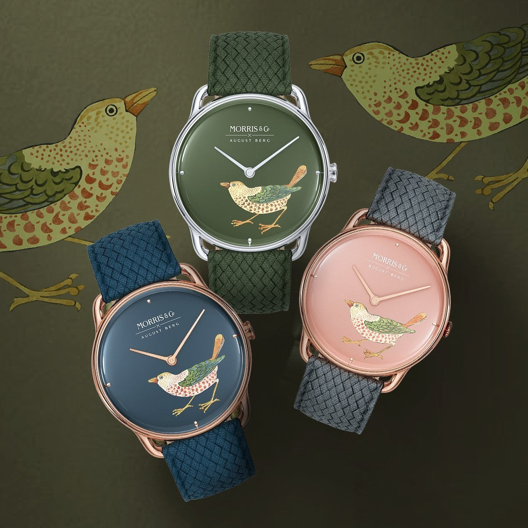 Morris & Co. Primrose Rose Gold Strawberry Thief Bird Watch Morris & Co. Primrose Rose Gold Strawberry Thief Bird Watch