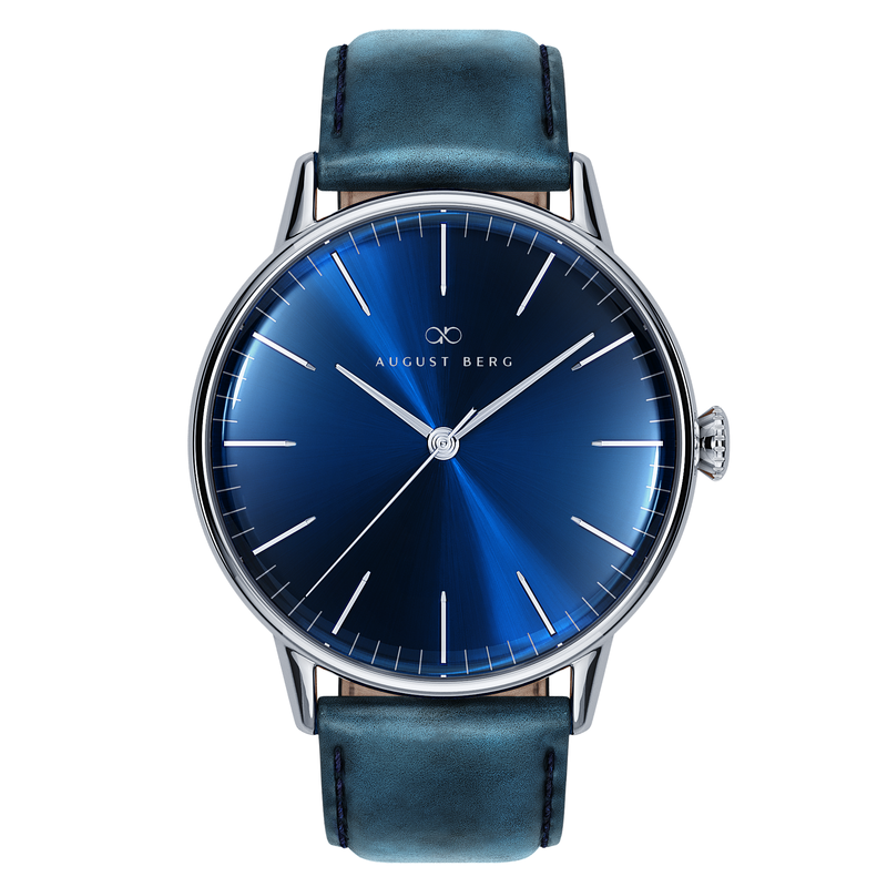 Deep Blue Dial Silver Watch With Blue Strap – August Berg