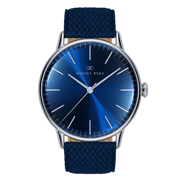 マリアルドマン　August Titan Blue Serenity Silver Classic Deep Blue Watch with Blue Perlon Strap