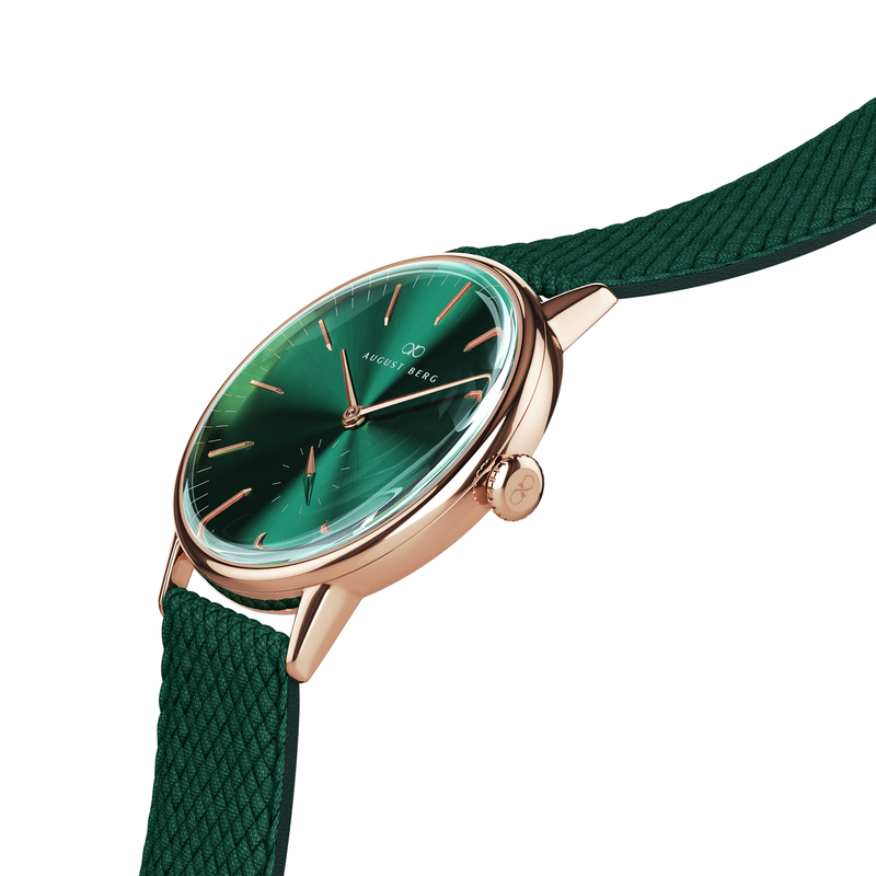 Green Dial Rose Gold Watch With Green Strap – August Berg Green Dial Rose Gold Watch With Green Strap – August Berg