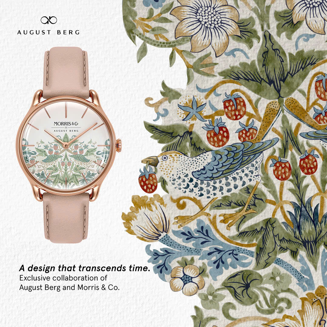 Simply Strawberry Thief Cochineal Pink Watch | August Berg