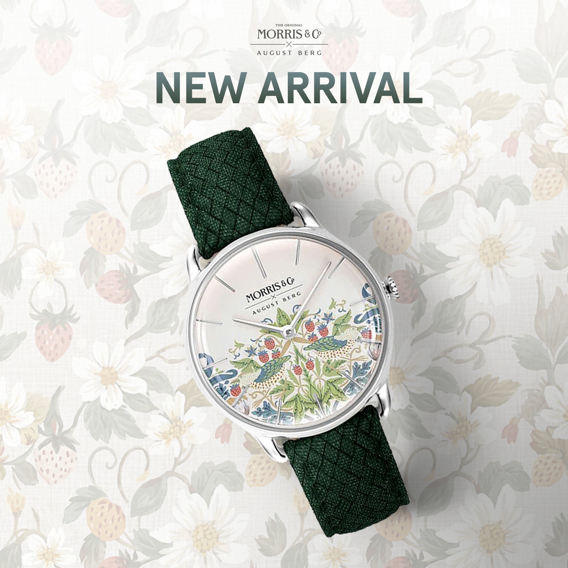 Simply Strawberry Thief Cochineal Olive Green | August Berg