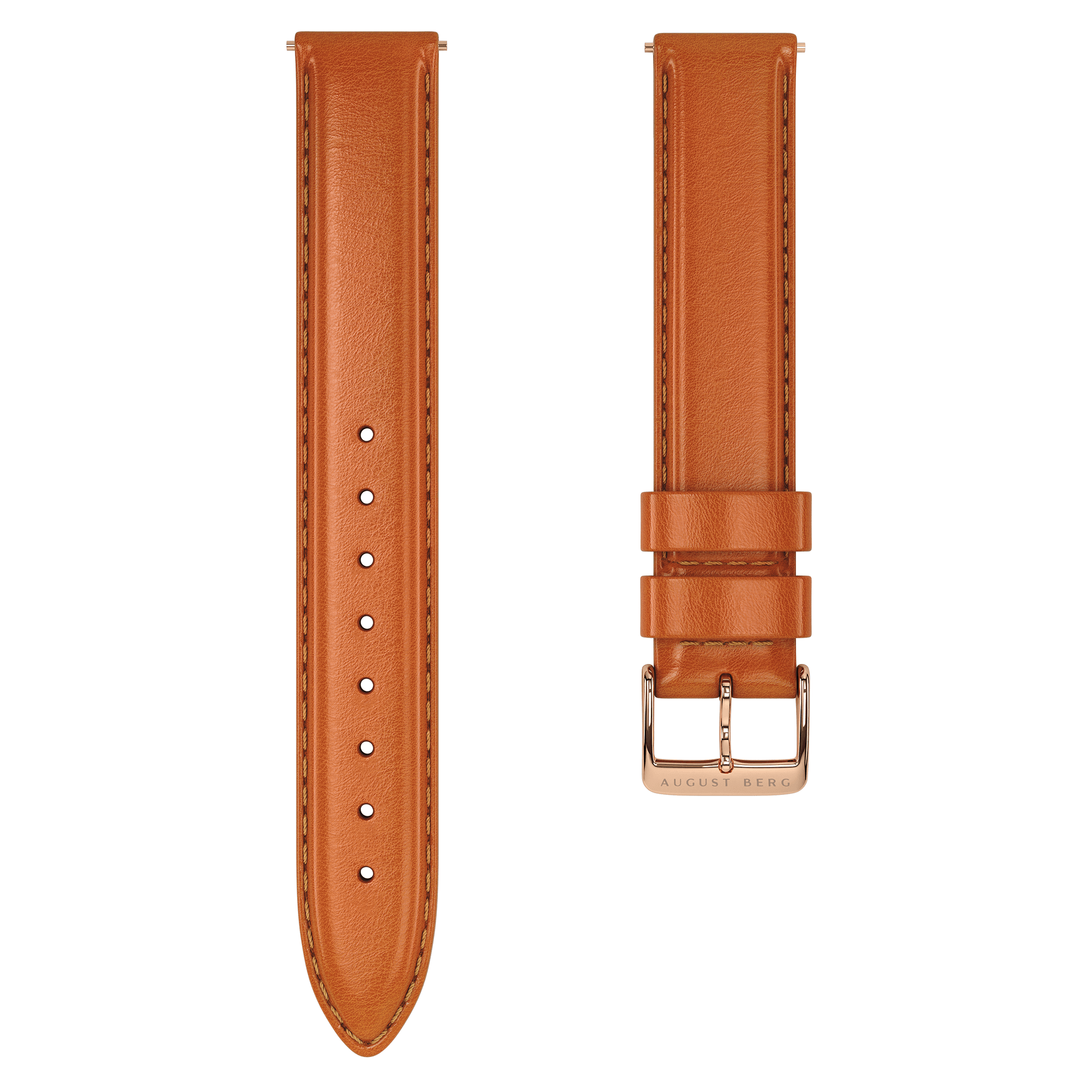 Light Brown Leather Rose Gold Buckle Strap - August Berg