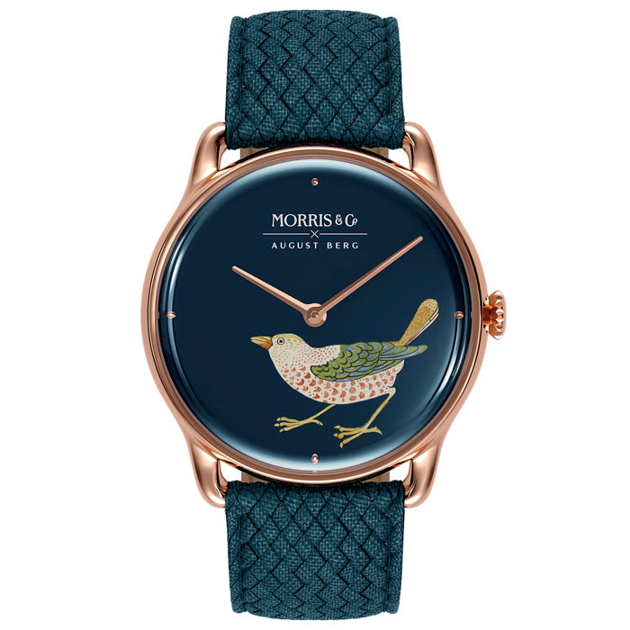 Indigo Rose Gold Strawberry Thief Bird Indigo Perlon - August Berg